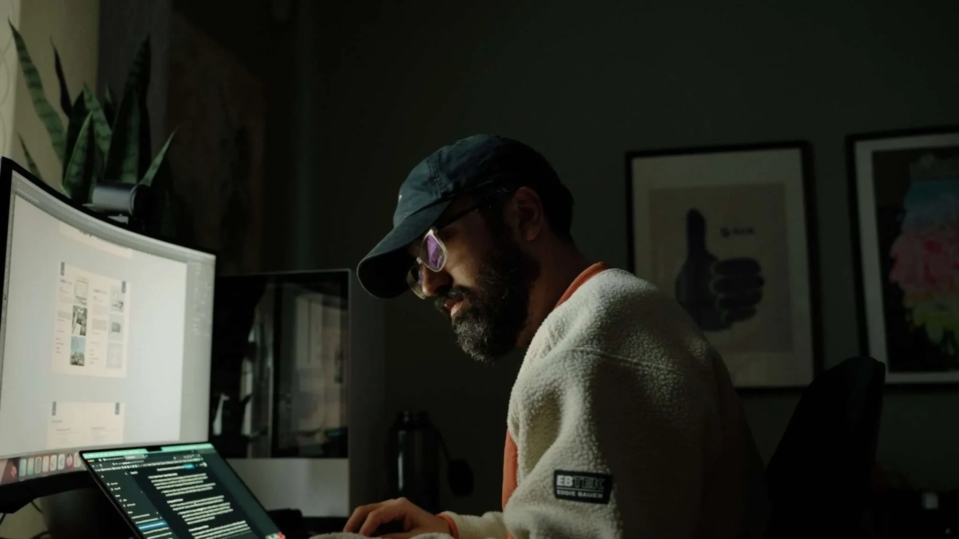 James Gaudet, Halifax graphic designer, working at his desk in his Halifax, Nova Scotia studio